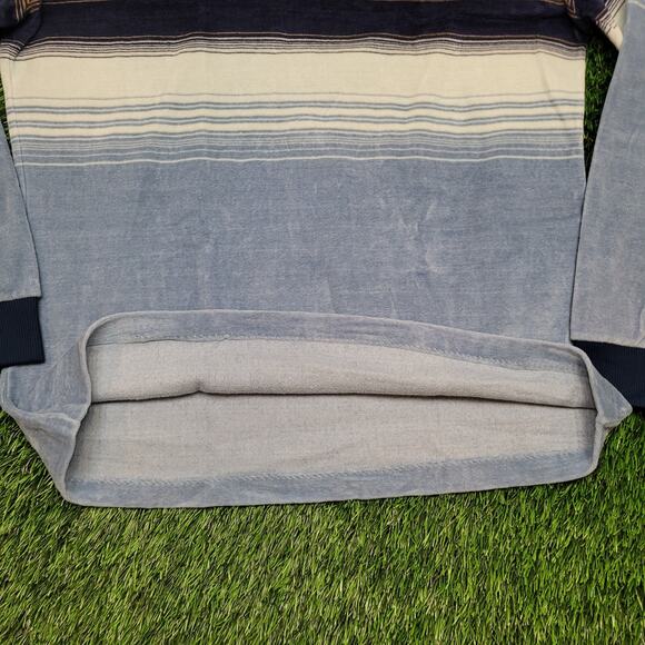 Vintage 70s LAX Velour Striped Pullover Sweater Large Slim-Fit Made IN USA - Picture 3 of 11